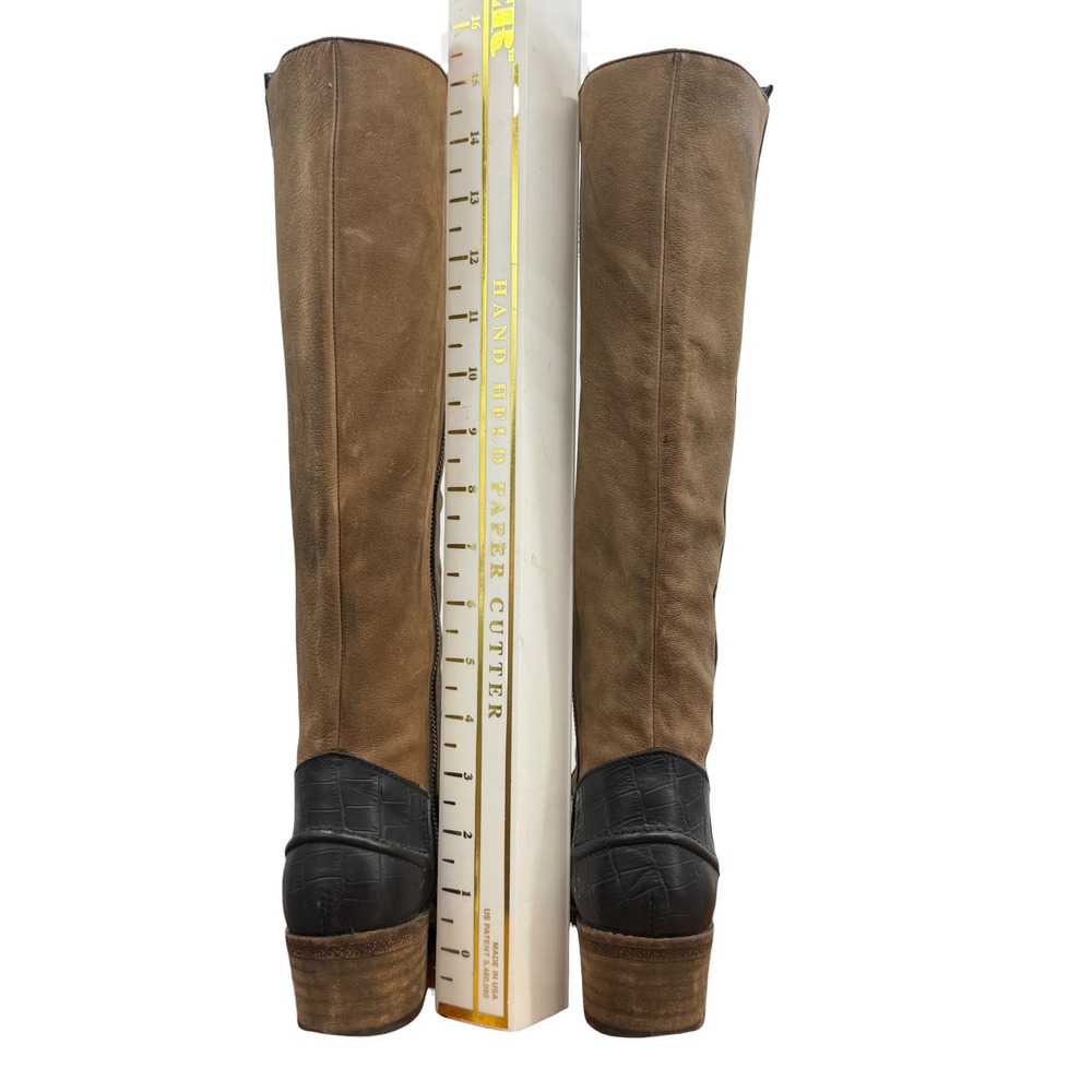 Free People Tritone Tall Western Boots Womens 36 6 Brown Leather Riding Cowboy - Picture 9 of 15